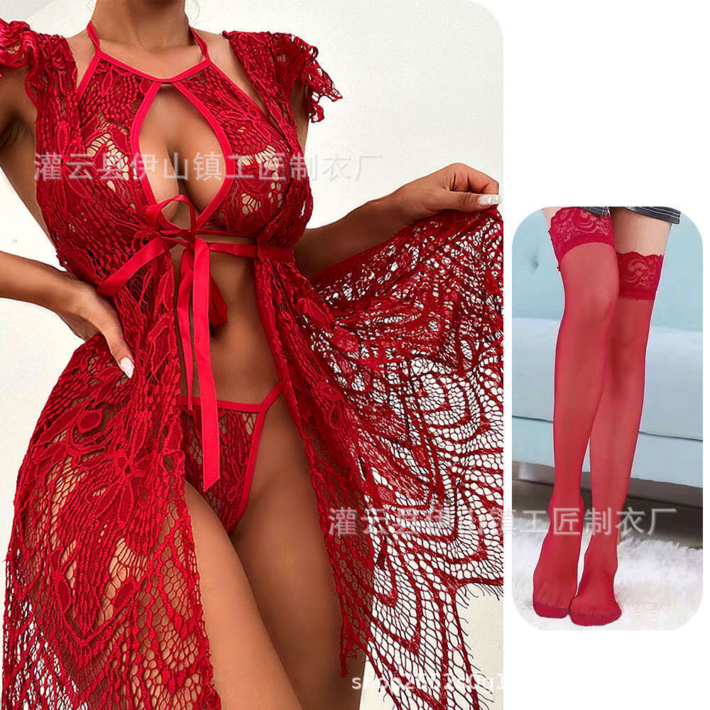 Sexy Lace Lingerie Feminine Lace Three Point Erotic Lingerie Perspective Seductive Set KQ