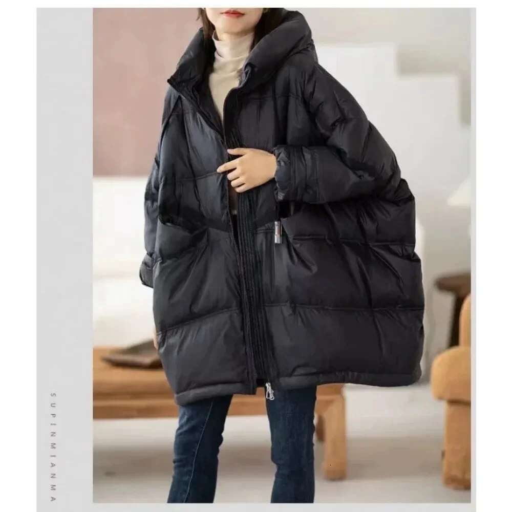 Casual Loose Oversized Down Jacket Ladies White Duck 2024 New Autumn Winter Warm Hood Korean Coat Office Woman
