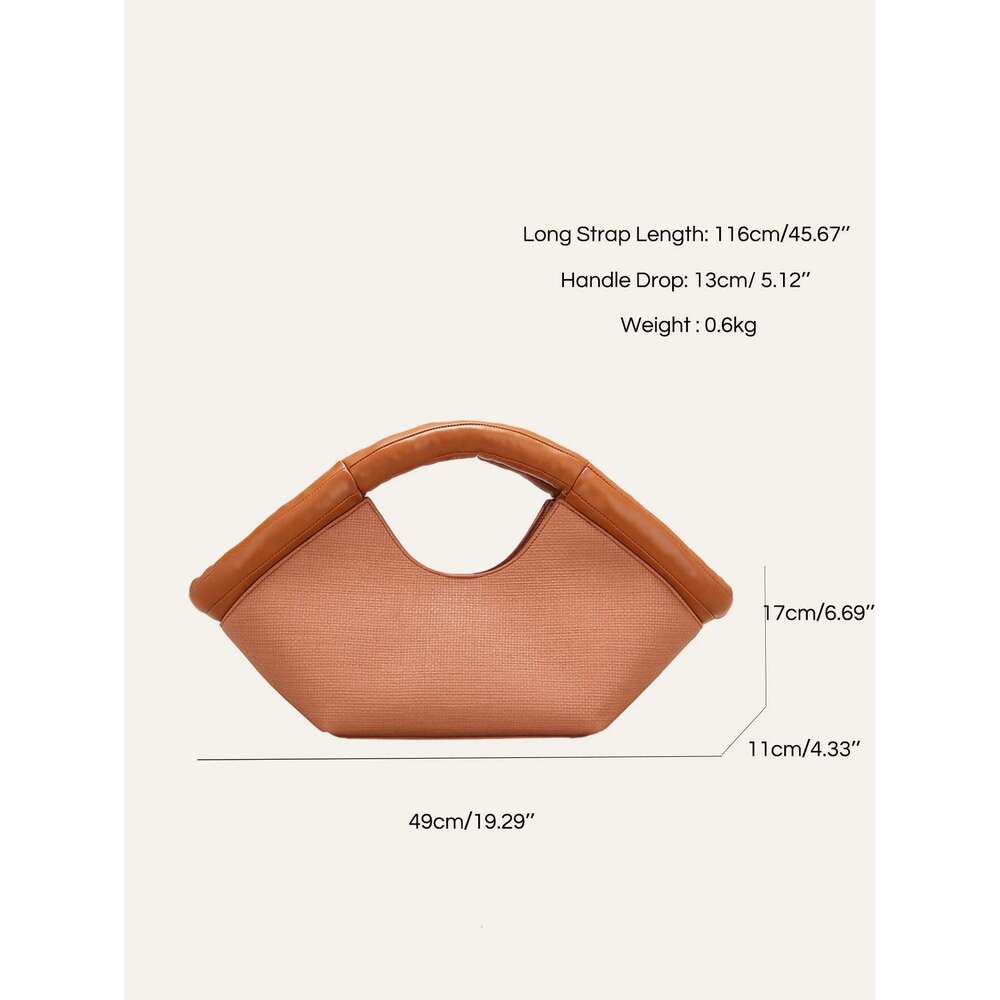 CEZIRA Niche Design Women Fashion Shoulder Handbag PU Vegan Leather Cotton Filled Handles Top-Handle Bag Large Tote Bucket Purse