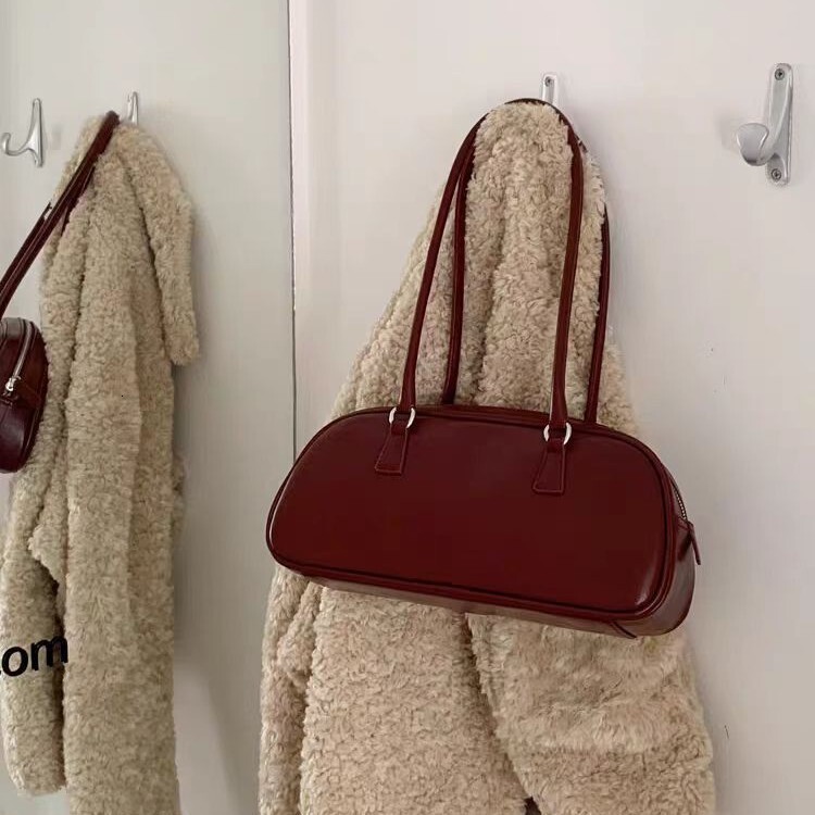 2025 New Style Bag Korean Edition Autumn/Winter New Style Women's Oil Wax Leather Designer Advanced Retro Versatile One Shoulder Armpit Bag, Fren