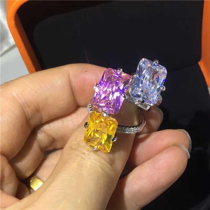 Romantic rs 925 Sterling Silver ring Squar 8ct Lab Sphire diamond Cz Engagement wedding band rings For women Party JewelryXJ250514