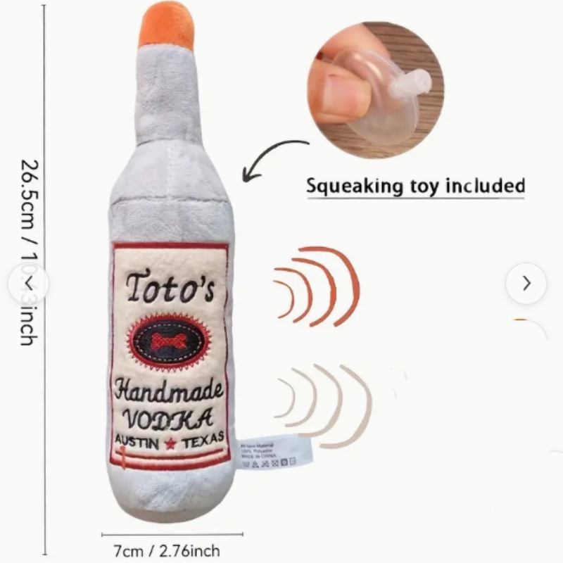 Squeaky Dog Plush Toys for Aggressive Chewers, Dog Chew Toy, Stuffed Wine Bottle Shape Dog Toys for Small Medium Large Dogs to Keep Them Busy E68