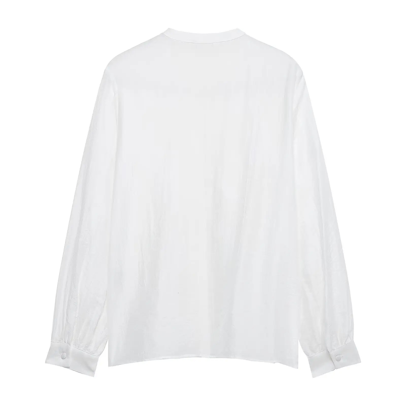 PB ZA Womens Longsleeved Blouse Vneck with Ruffled Decorations on Front and Sleeves for a Chic Look 250514