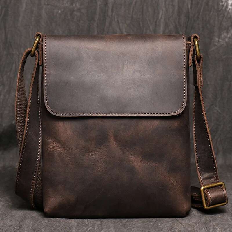 Genuine Leather Daily Casual Shoulder For Men Small Dark Brown Vintage Messenger Bag Men's New Fashion Design Sling Bags