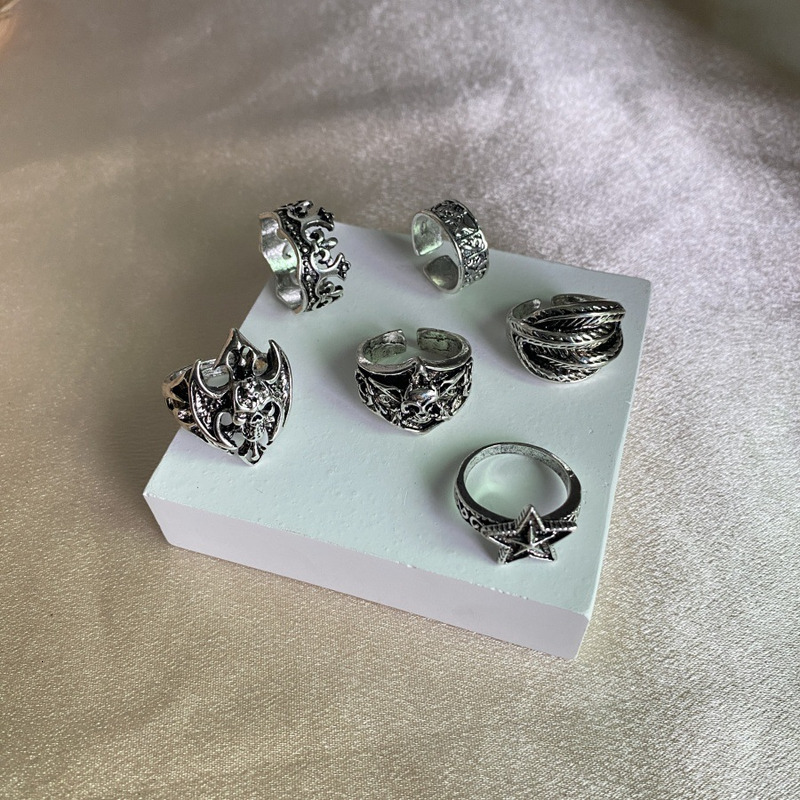 Punk Totem Skull Crown Ring 6-piece Set Personalized