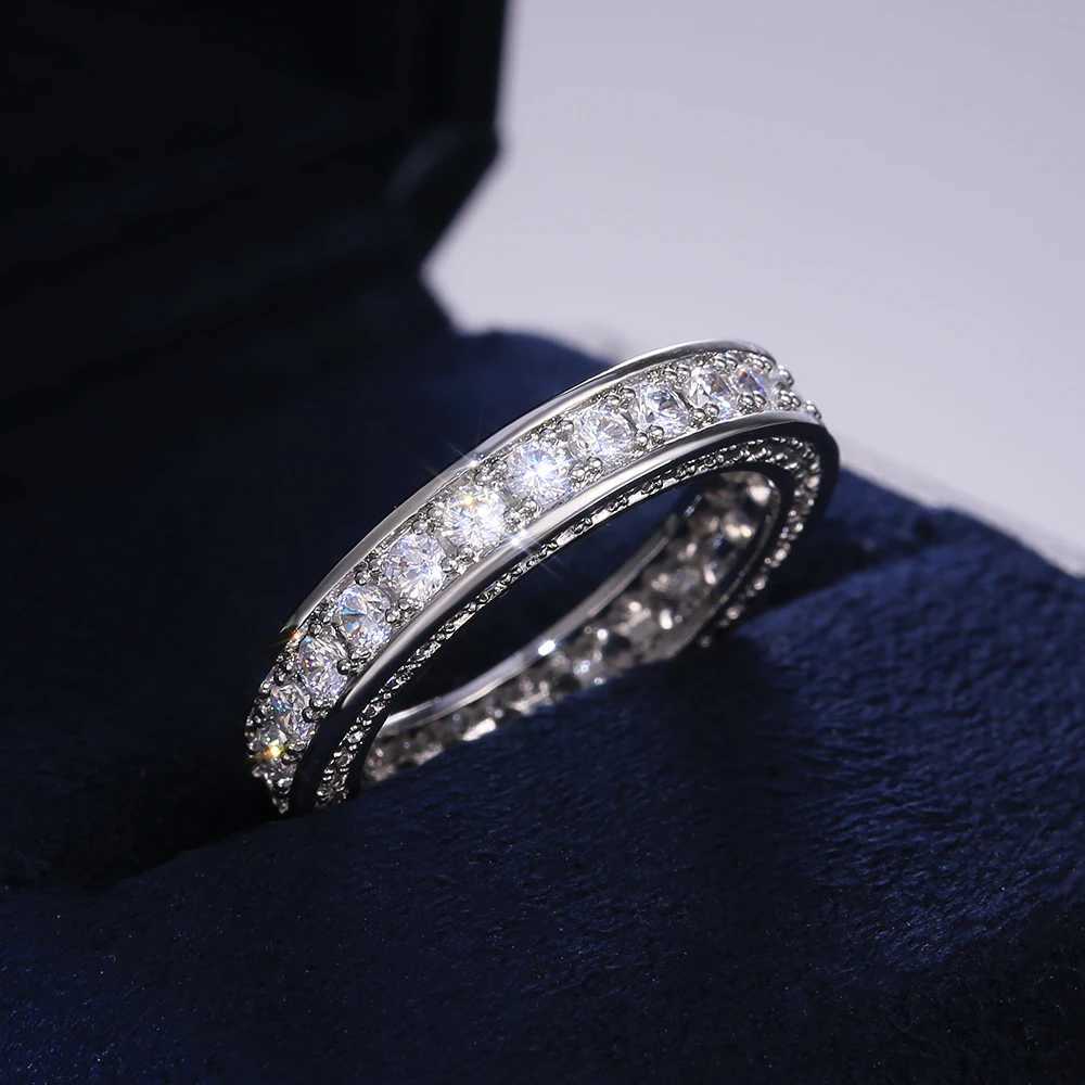 Handmade Promise Diamond ring 100% Real S925 Sterling Silver Engagement wedding band rings for women Bridal Finger JewelryXJ250514