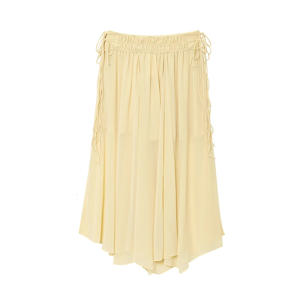 Age Reduction Light Yellow V Neck Long Sleeves Stacked Shirt High Waist Long Skirt Women Suit Set ZATAF 2025 Spring 250513