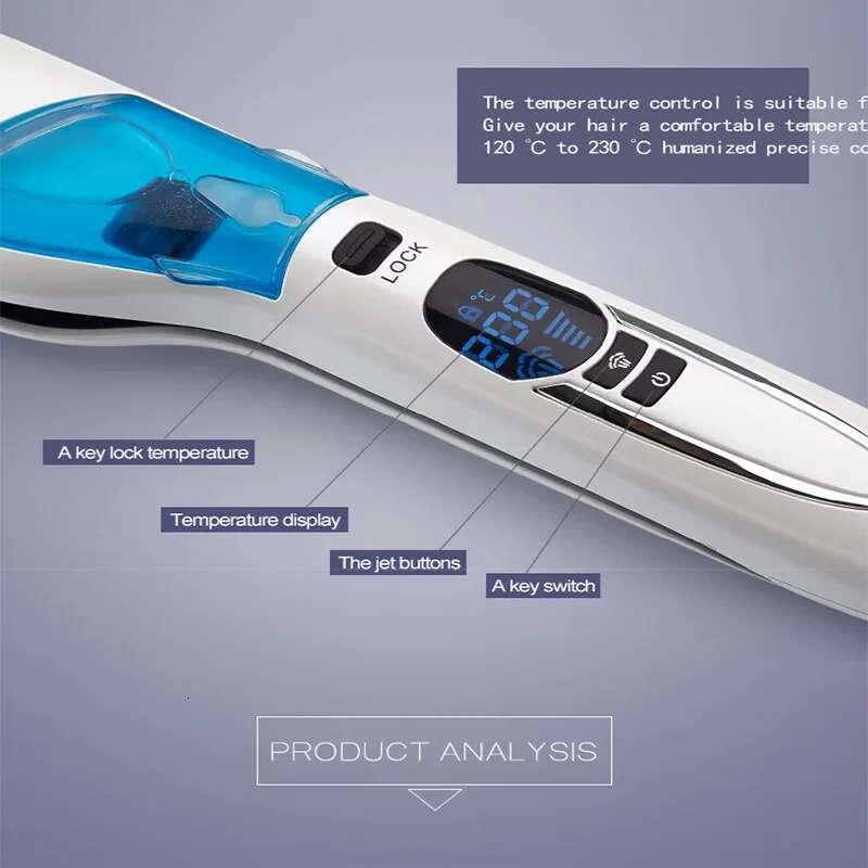 Professional fast electric Multi-functional dry and wet steam straightener PTC heating hair straighten