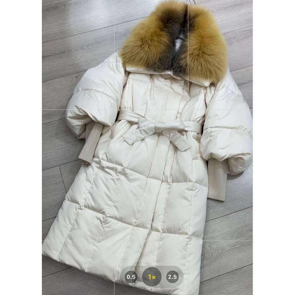 2025 New Real Big Fox Fur Collar Winter Jacket Women Natural X-Long Loose Thick Warm 90% Goose Down Coat Outerwear Streetwear