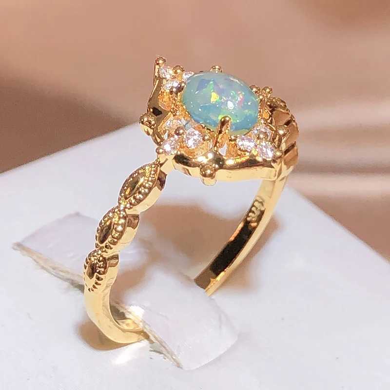 Vintage Rings 925 Silver Jewelry With Opal Zircon Gemstone Gold Color Finger Ring Ornaments For Women Wedding Promise PartyXJ250514