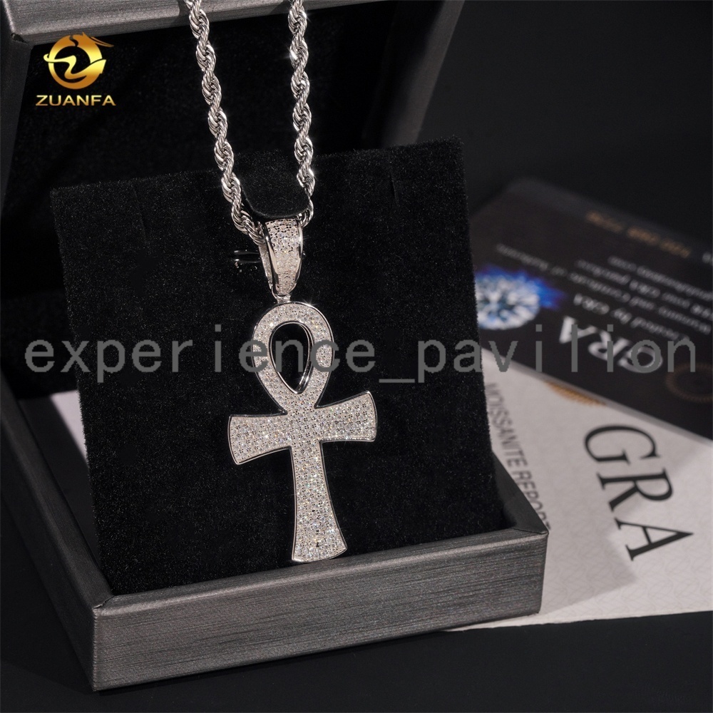 Silver 925 Fine Jewelry Custom Vvs Moissanite Hip Hop Iced Out Jewelry Necklace Cross Pendant