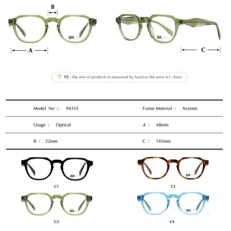 New Arrival Unisex Acetate Optical Eyeglasses Frame Bevel Square Design With Custom Round Style for Reading