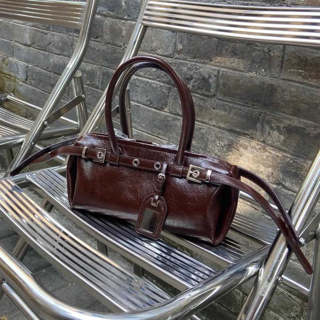 JIAERDI High Street Brown Y2k Hand Bag Wen Hot Girls Pu Leather Handle Chic Casual Handbag Fem Fiable Underarm Bag New Z250514