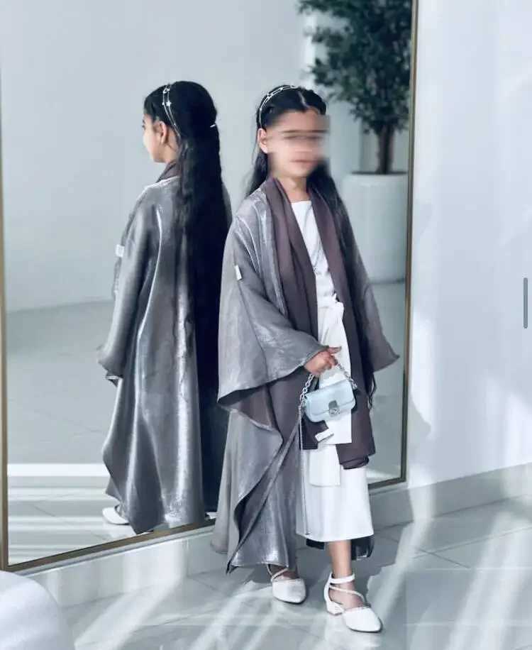 New Mother and Daughter Abaya Dubai Muslim Women Kids Girls Maxi Dress 2pcs Set Eid Djellaba Jalabiya Turkey Kimono Islamic Robe X250514
