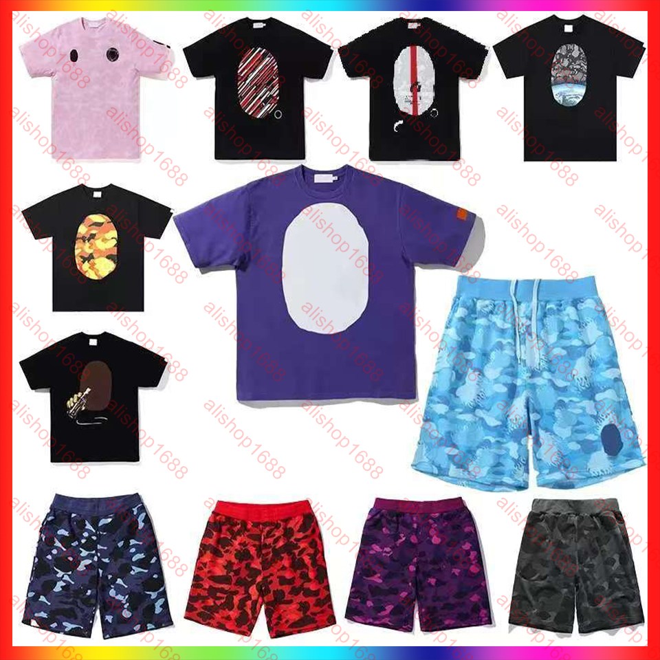 5A men's T-shirt designer women's top short sleeved bapetshirts hoodie retro patterned shirt street wear bapeshorts luxury designer fashionable shark street shorts