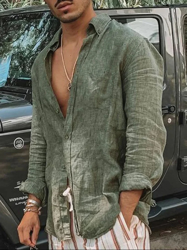Mens Shirt Long Sleeve Regular Fit Men Casual Oversized Loose Single Breasted Leisure Spring Summer Male Blouse 250514