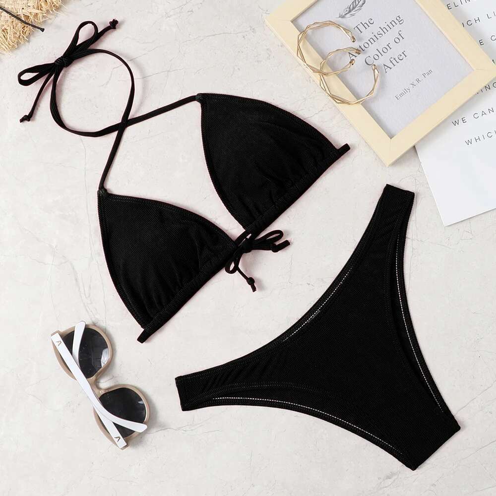 2022 new sexy bikini suit solid color women's Beach swimsuit