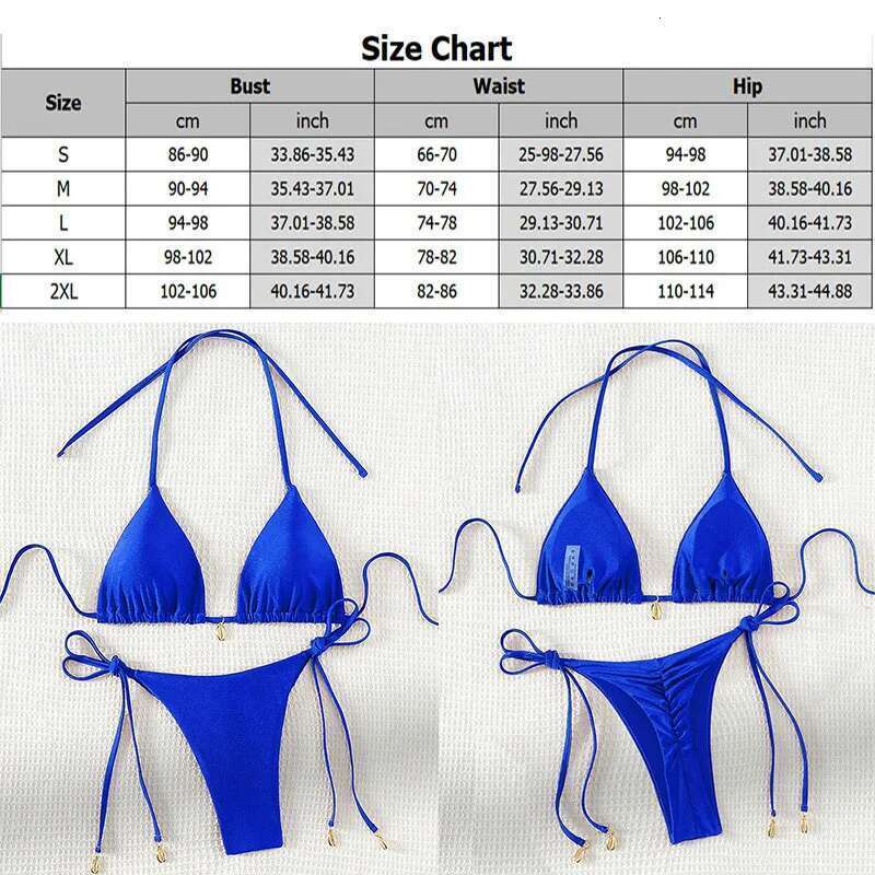 2 Pcs/Set Bikini Sexy Bikinis Bathing Suit Solid Color Halter Neck Strap Thong Women Swimsuit Set for Beach Swimwear