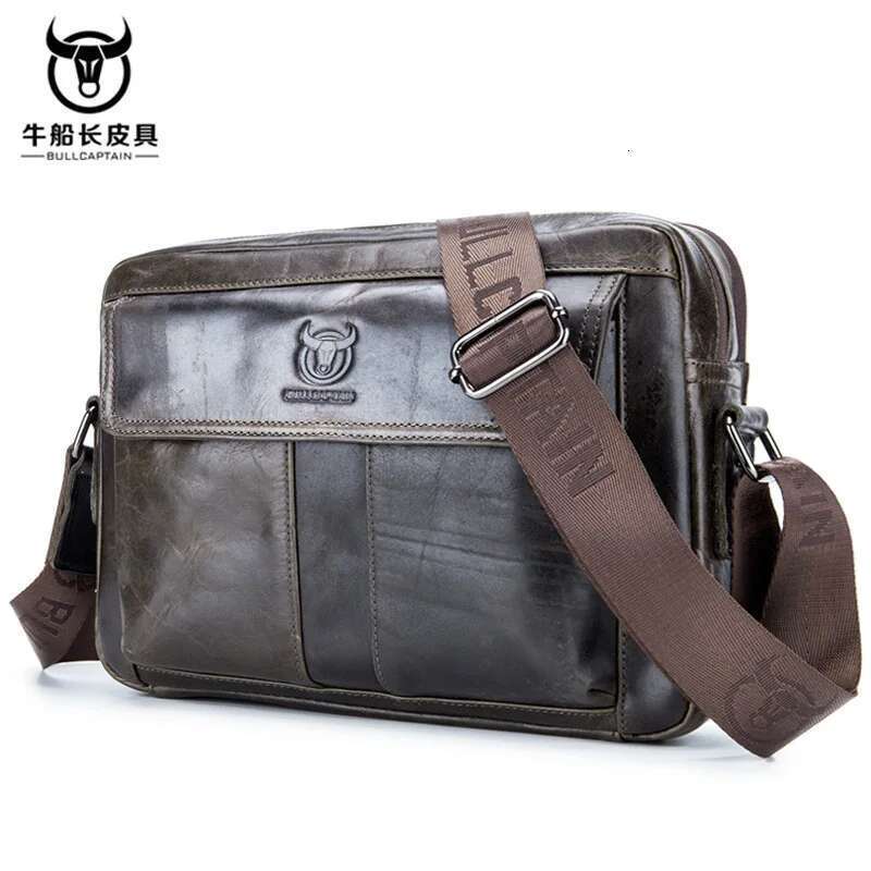 BULLCAPTAIN 2023 Men Handbag Messenger Bag Men's Shoulder Bag Genuine Leather Men's Crossbody Small Male Man Bags Travel Tote