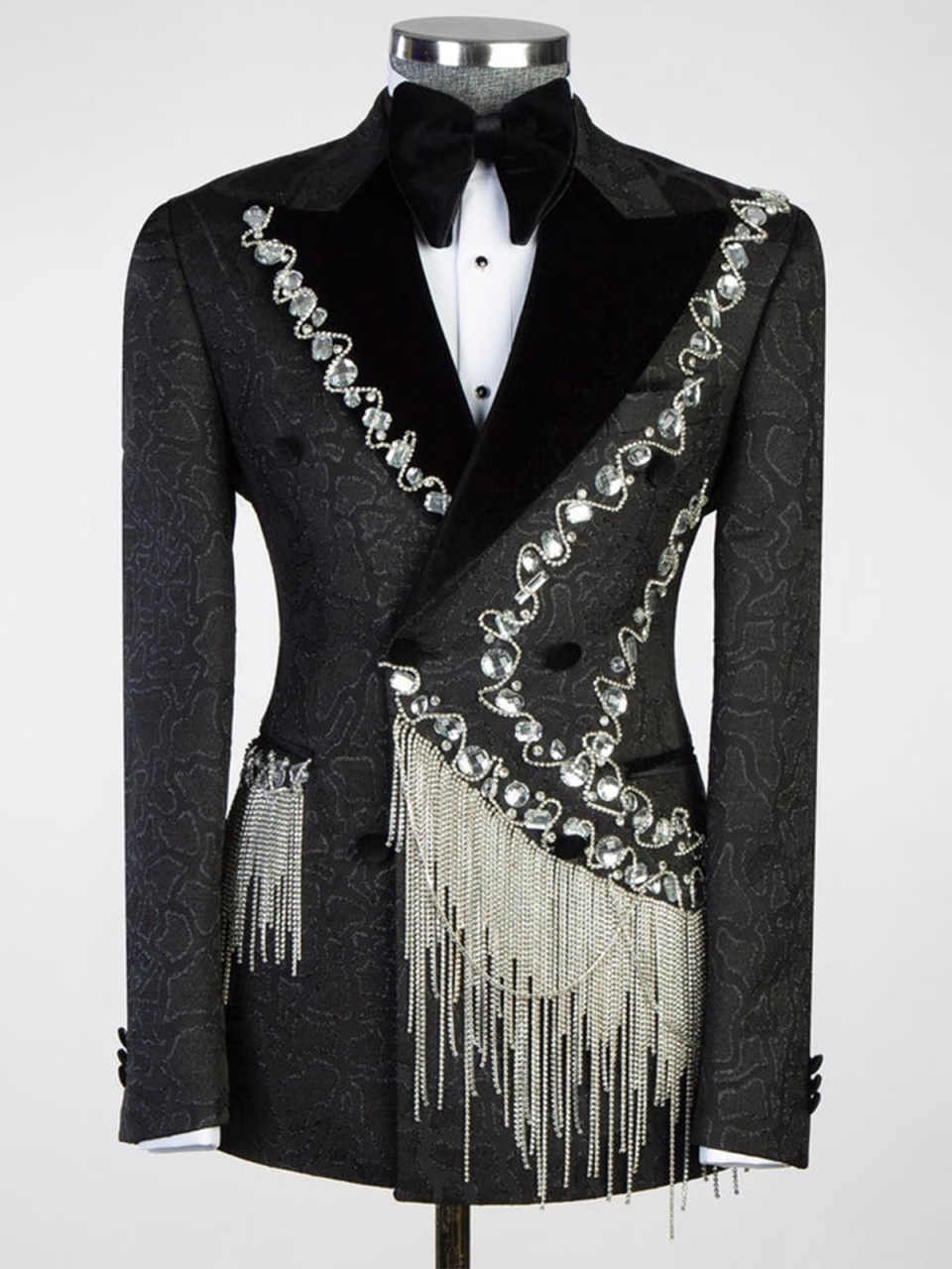 Luxury Beading Wedding Tuxedos 1 Piece Set Jacket Double Breasted Men Suit Designer Crystal Groom Blazers Customized