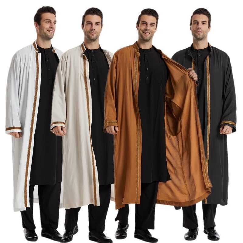 Middle East Clothing Men Traditional Jubba Thobe Stand Collar Cardigan Robe Dishdasha Kaftan Muslim Islamic Dress S-3XL X250514