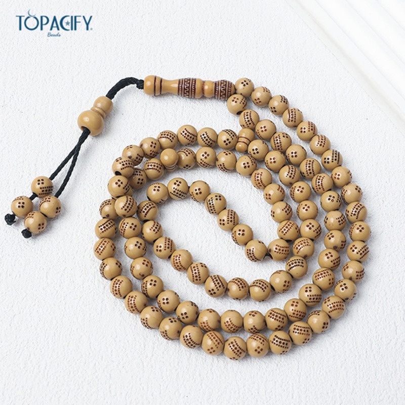 99 8mm imitation wooden Muslim Arabic bracelet beads, prayer beads
