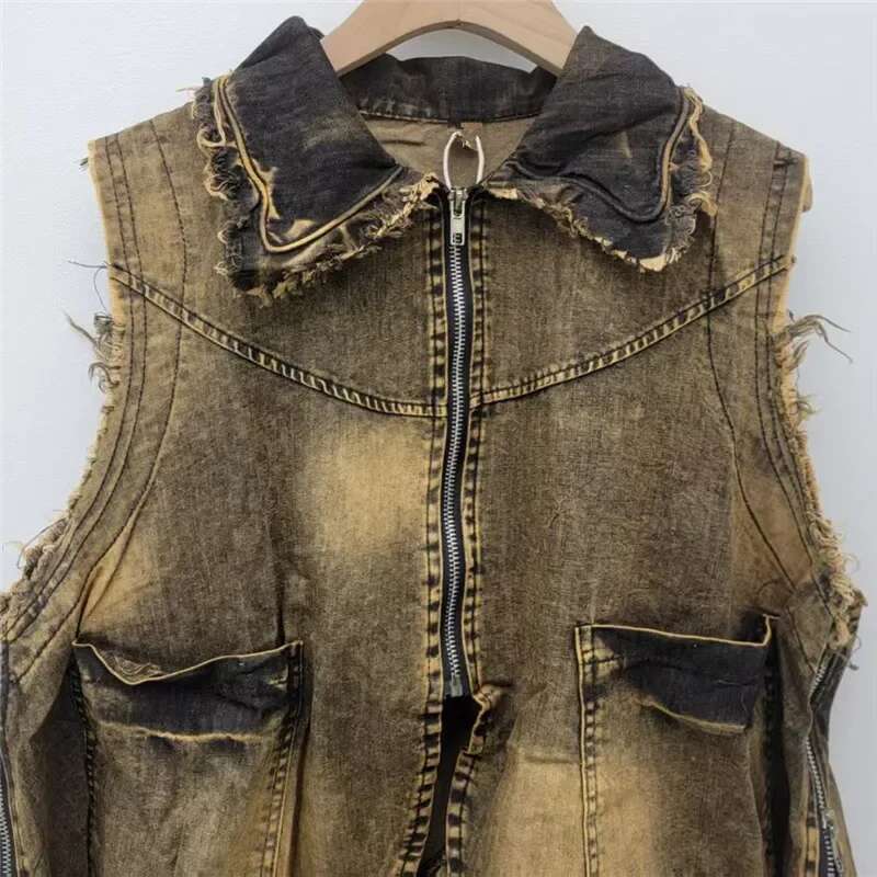 Personalized Trendy Cool Vintage Thin Denim Irregular 2025 Women's Summer Style Western-Style Fashionable Vest For Women