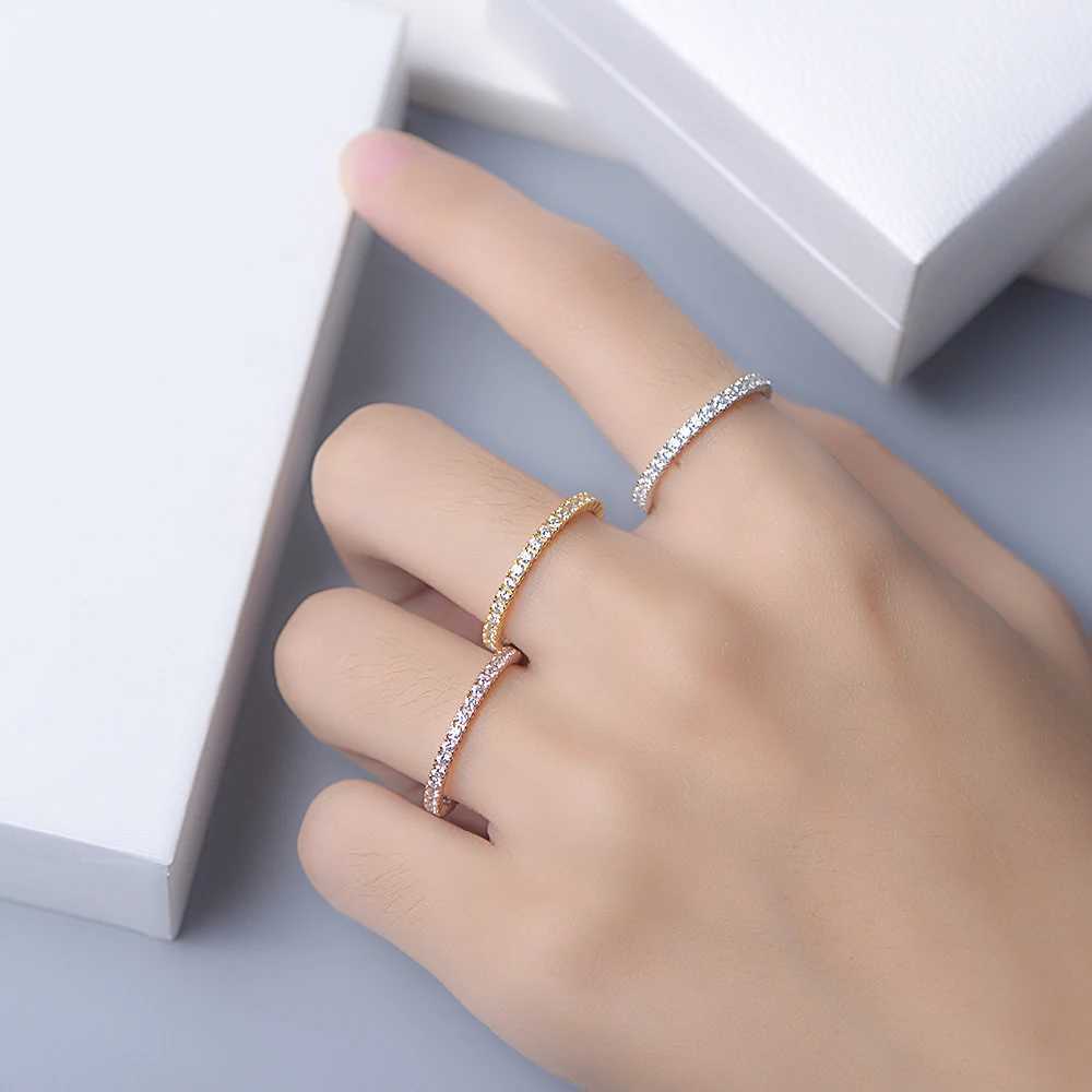 full western train bridal jewelry S925 Sterling silver 14k gold plated Emerald Cubic Zirconia Eternity Band Rings for womenXJ250514
