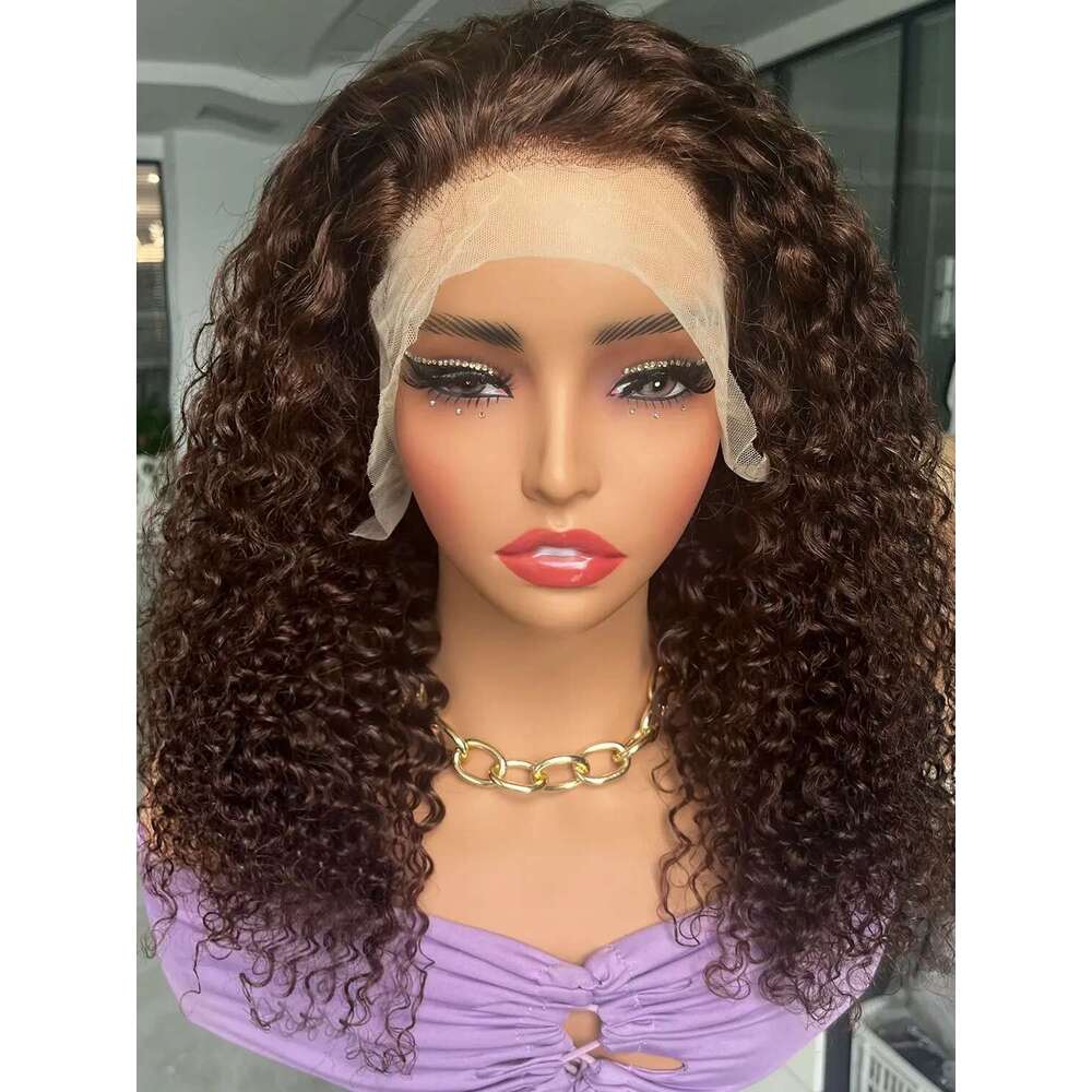 Brown Human Hair Wigs Front Jerry Curly 4X4 Transparent Wig For Women 13X4 Lace Frontal Wigbobbi