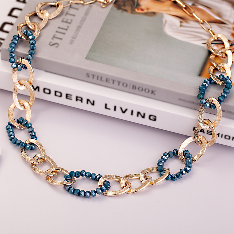 New crystal chain, aluminum ring, bold necklace, exquisite and fashionable accessories