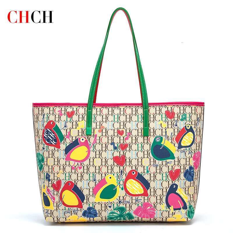 CHCH Women's Tote New Brand Cartoon Printed Large Capacity Commuter Bag 250513