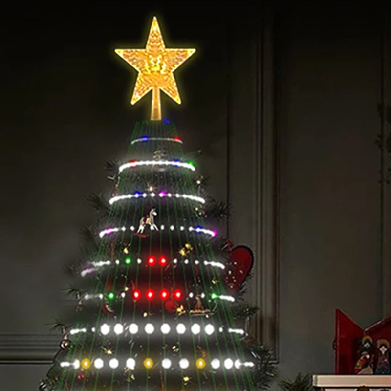 Smart App-Controlled Christmas Tree Lights with Customizable Color Combinations & Timer Switch