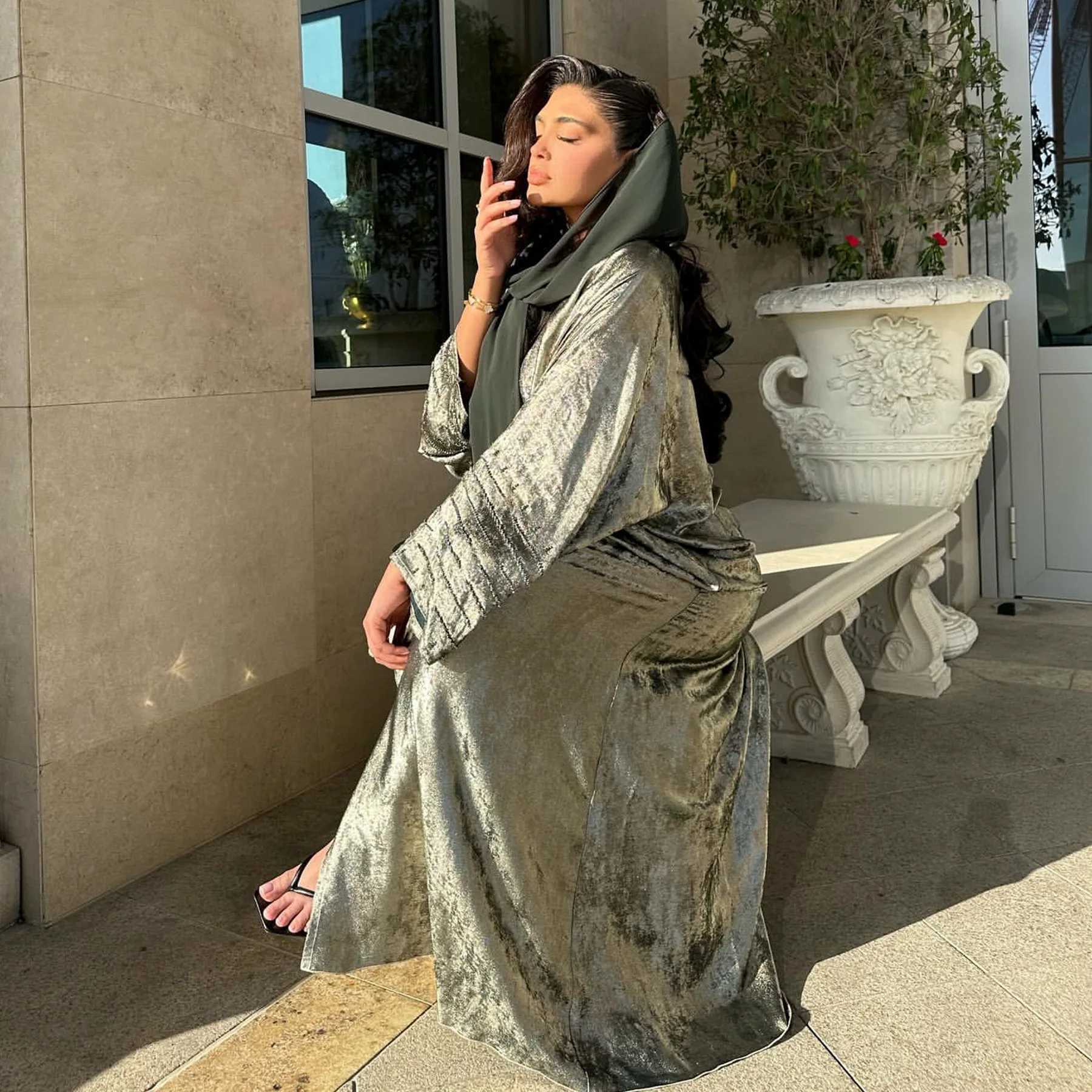 Elegant Saudi Arabia Muslim Modest Cardigan for Women Eid Dubai Kimono Abaya Dress Luxury Islamic Clothing Turkish Robe Ka X250514