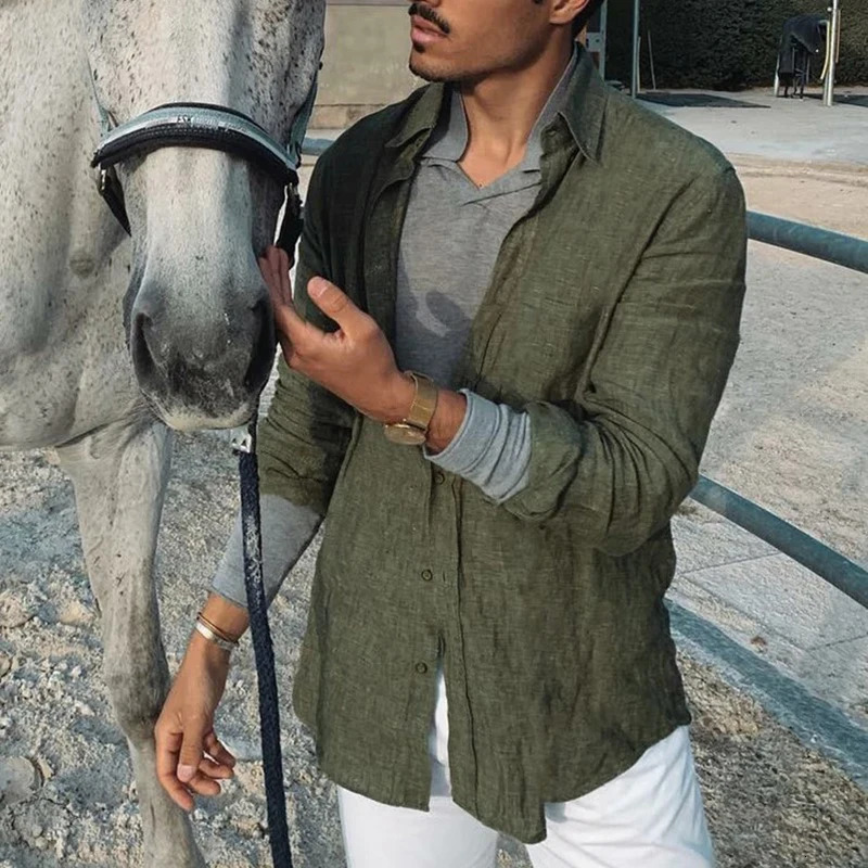 Mens Shirt Long Sleeve Regular Fit Men Casual Oversized Loose Single Breasted Leisure Spring Summer Male Blouse 250514