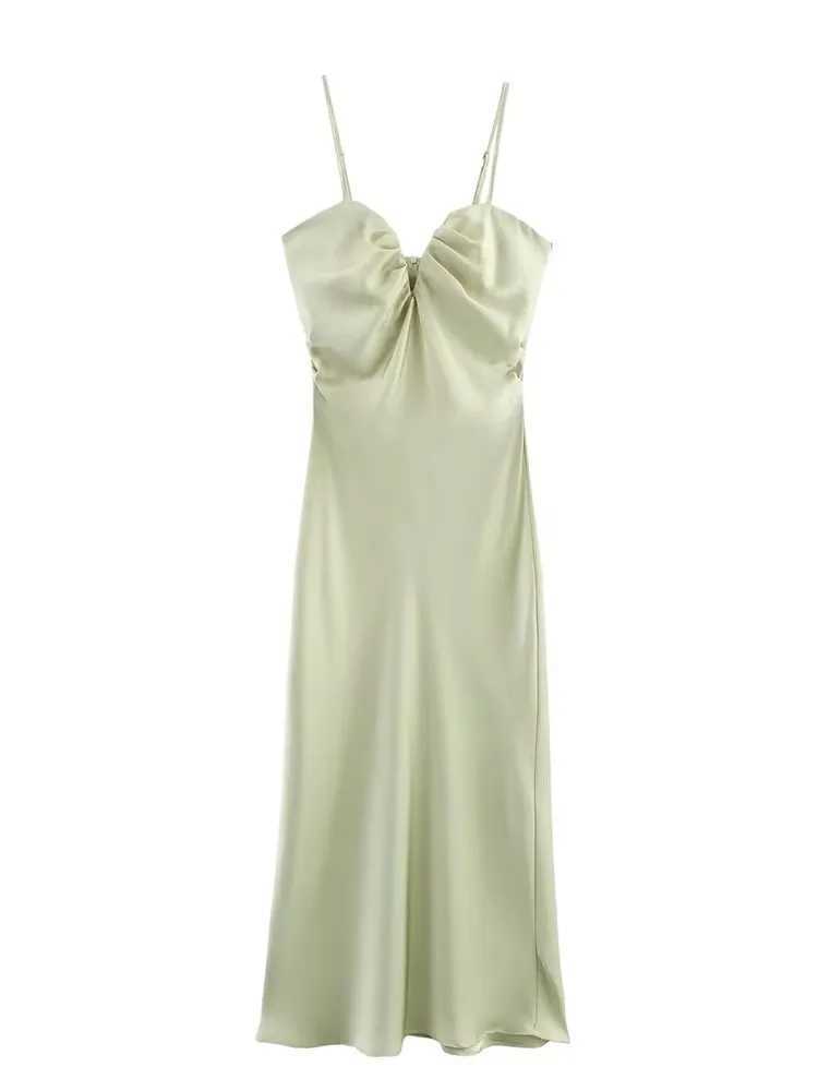 TFMLN 2025 Summer Women Solid Strap Dresses Elegant Female Sleeveless Backless Thin Long Party Dress Chic Causal Slim DressXJ250514