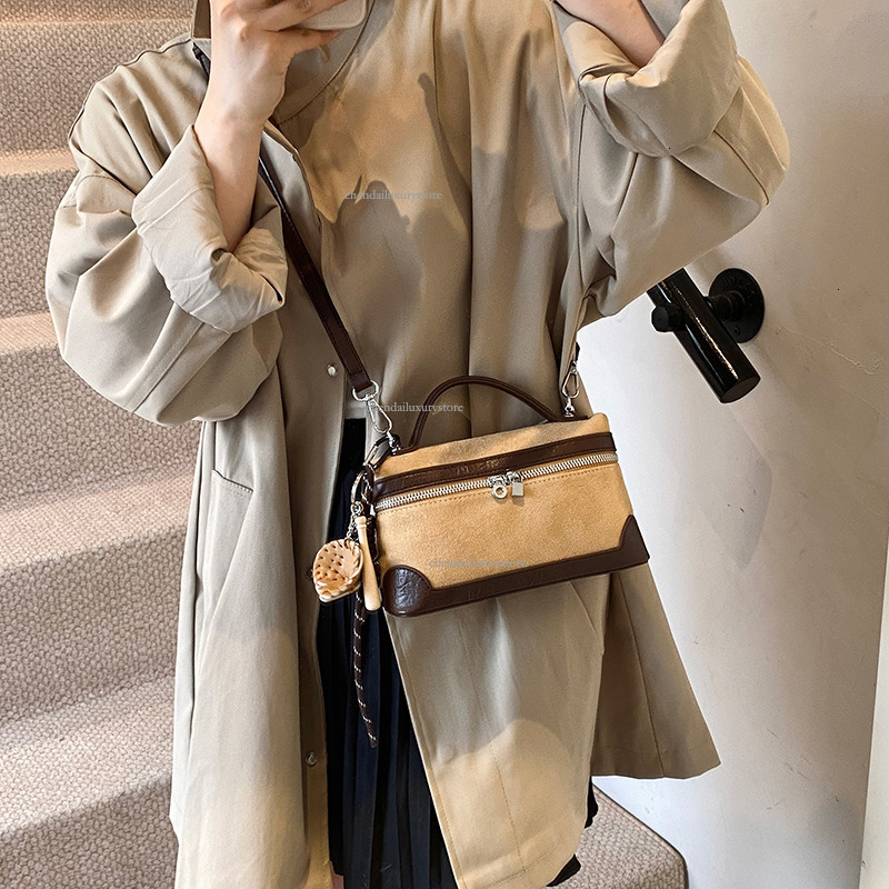 Free Shipping Designer Women's Bag Hand-held Small Square Bag New Fashion Matte Contrasting Color Practical Shoulder Bag Daily Versatile Makeup B