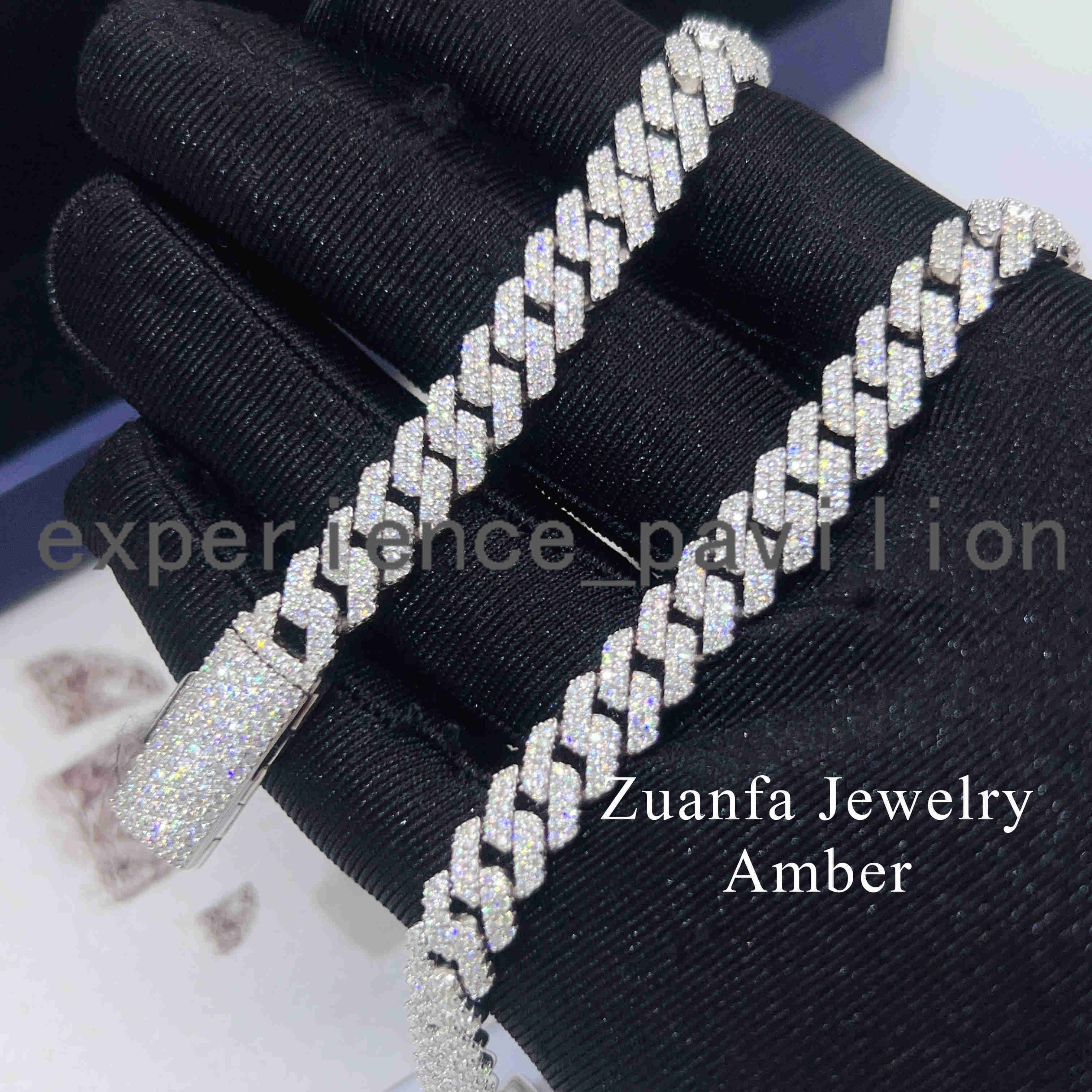 Pass Diamond Tester 8MM 2 Rows Hip Hop Iced Out Jewelry 925 Sterling Silver D-Vvs1 Diamond Moissanite Cuban Link Bracelet
