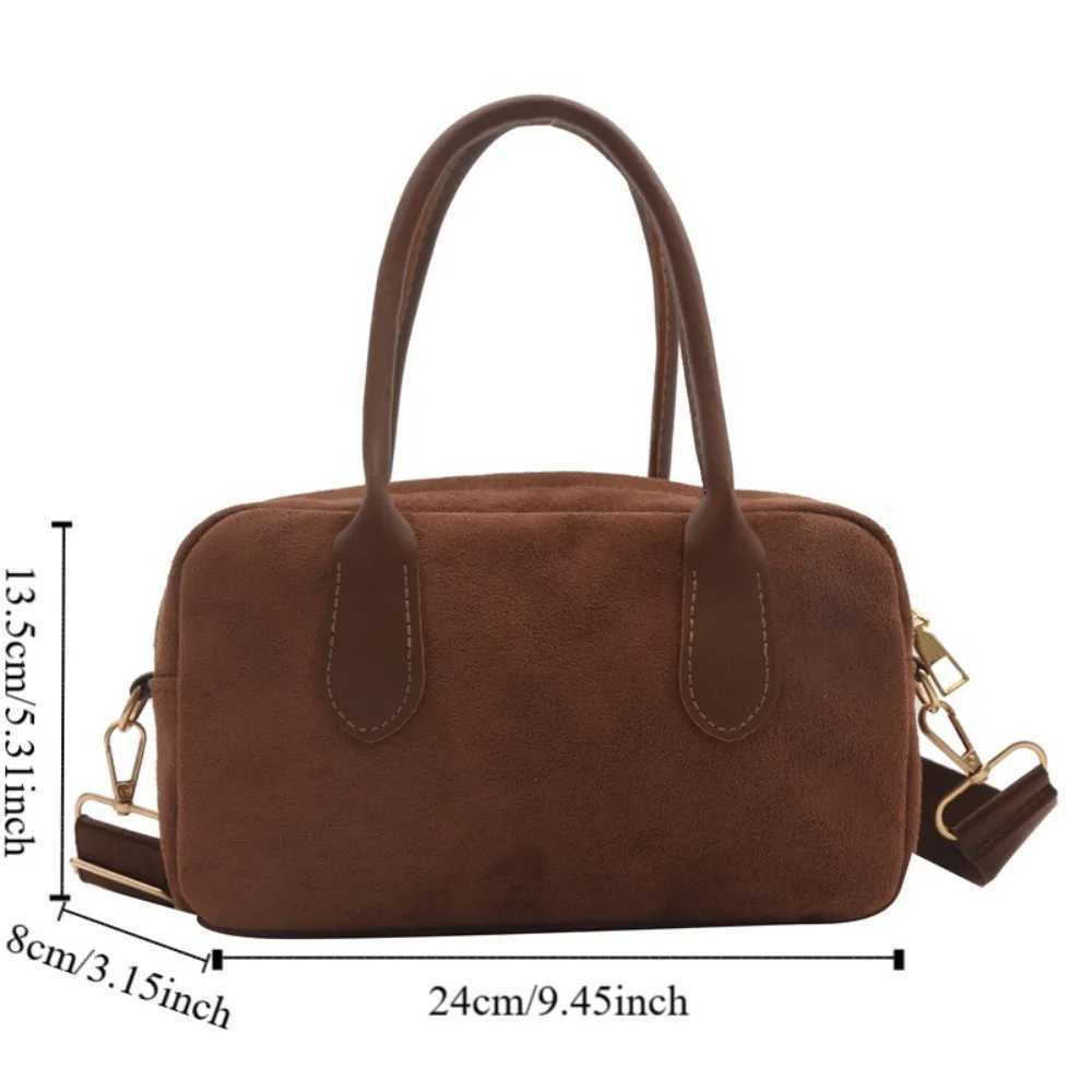 Brown Vintage PU Handbag Large Capacity Small Pack Suede Veet Shoder Bag Solid Color Korean Style Fem Bost Bag Students Z250514