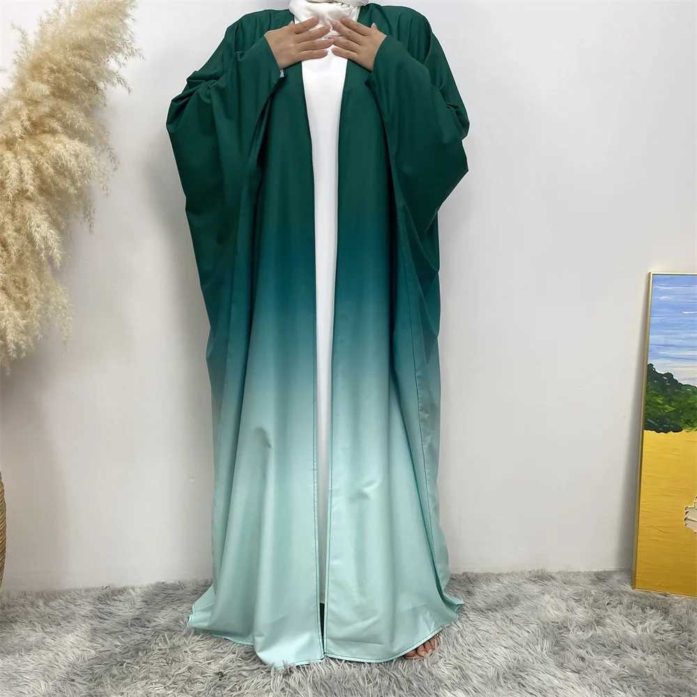 Middle East Muslim fashion new hot Dubai cardigan robe Arab Turkey long-slved gradual change dress Islamic women loose e X250514