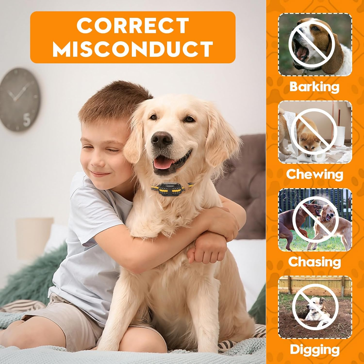 Safe Dog Training Collar with Three Corrective Modes for Barking/Pouncing Charging - Fits 5-110lb Puppies & Adult Pets