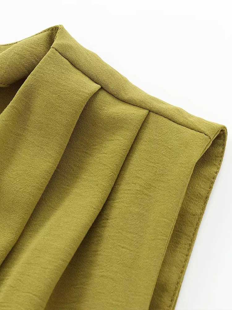 2024 Womens Autumn and Winter New Arrivals Fashion Temperament Open Design Buckle Decoration Sleeveless Long DressXJ250514