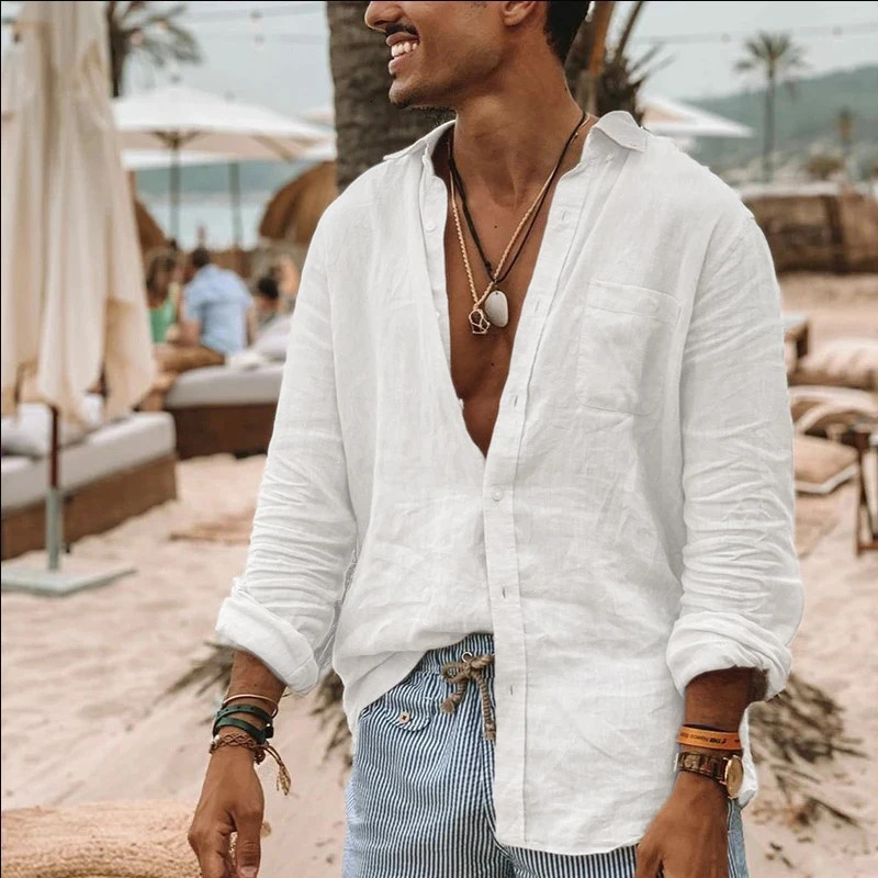 Mens Shirt Long Sleeve Regular Fit Men Casual Oversized Loose Single Breasted Leisure Spring Summer Male Blouse 250514