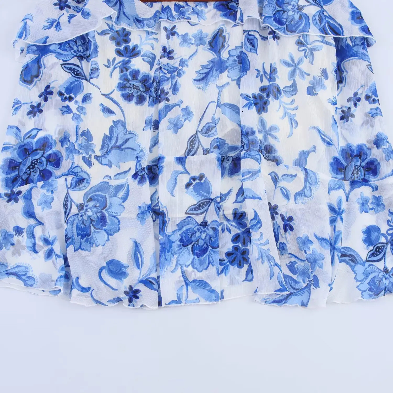 ZBZA Womens Printed Belt Dress with Ruffled Vneck Long Sleeves Aline Midi Skirt Spring and Summer Casual Chic 250514