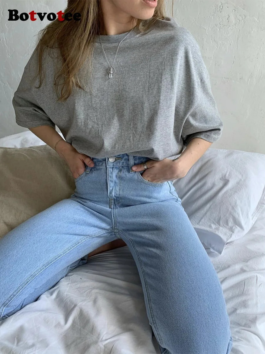 Vote 21 Colors Ins Fashion Summer Oversized Basic Soild T Shirts for Women 100 Cotton White Black Pink Tshirt Casual Tops 250506