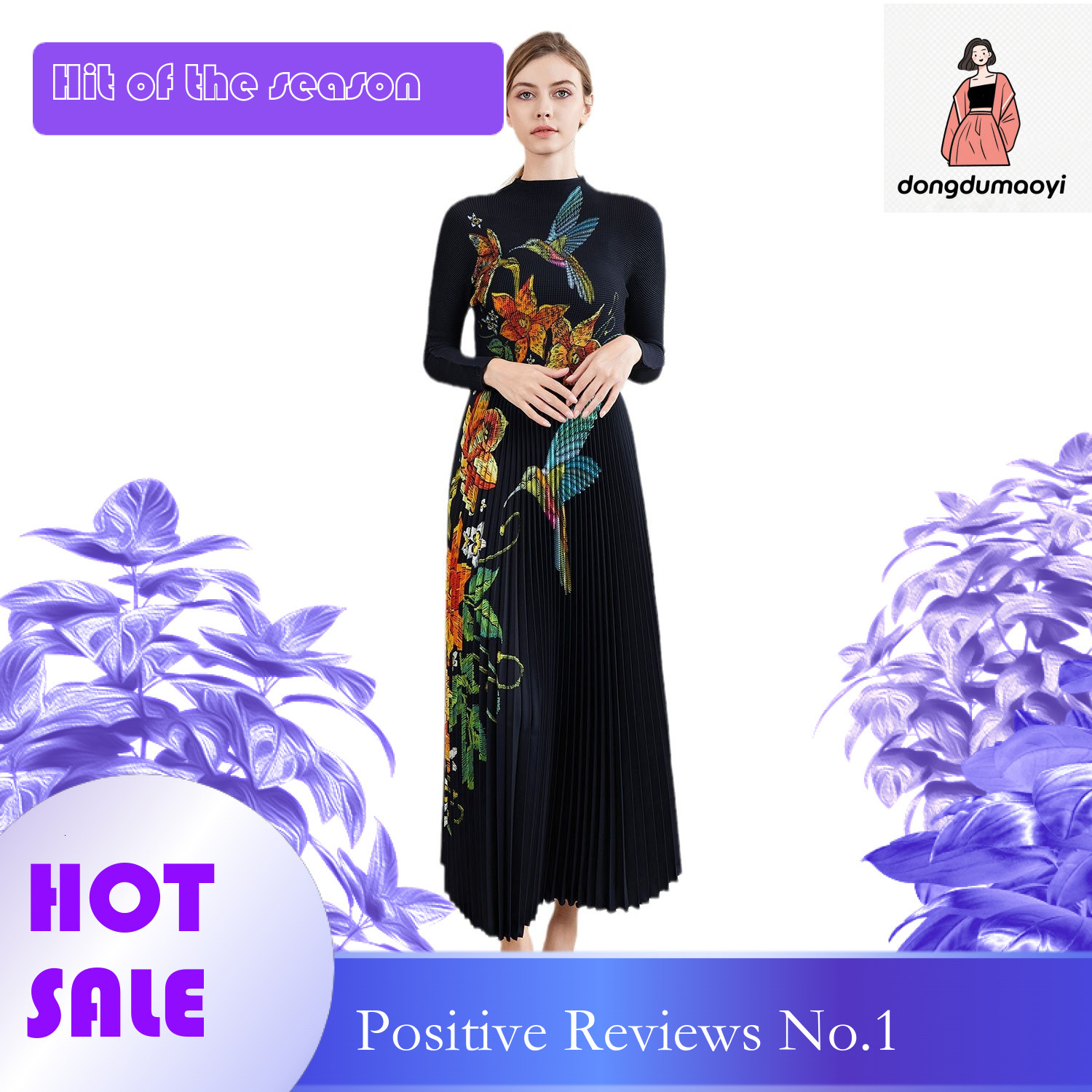 dongdumaoyi Fashionable Set, Folded Women's Clothing, Miyake Printed Chiffon Bottom Shirt, Half Skirt Two Piece Set
