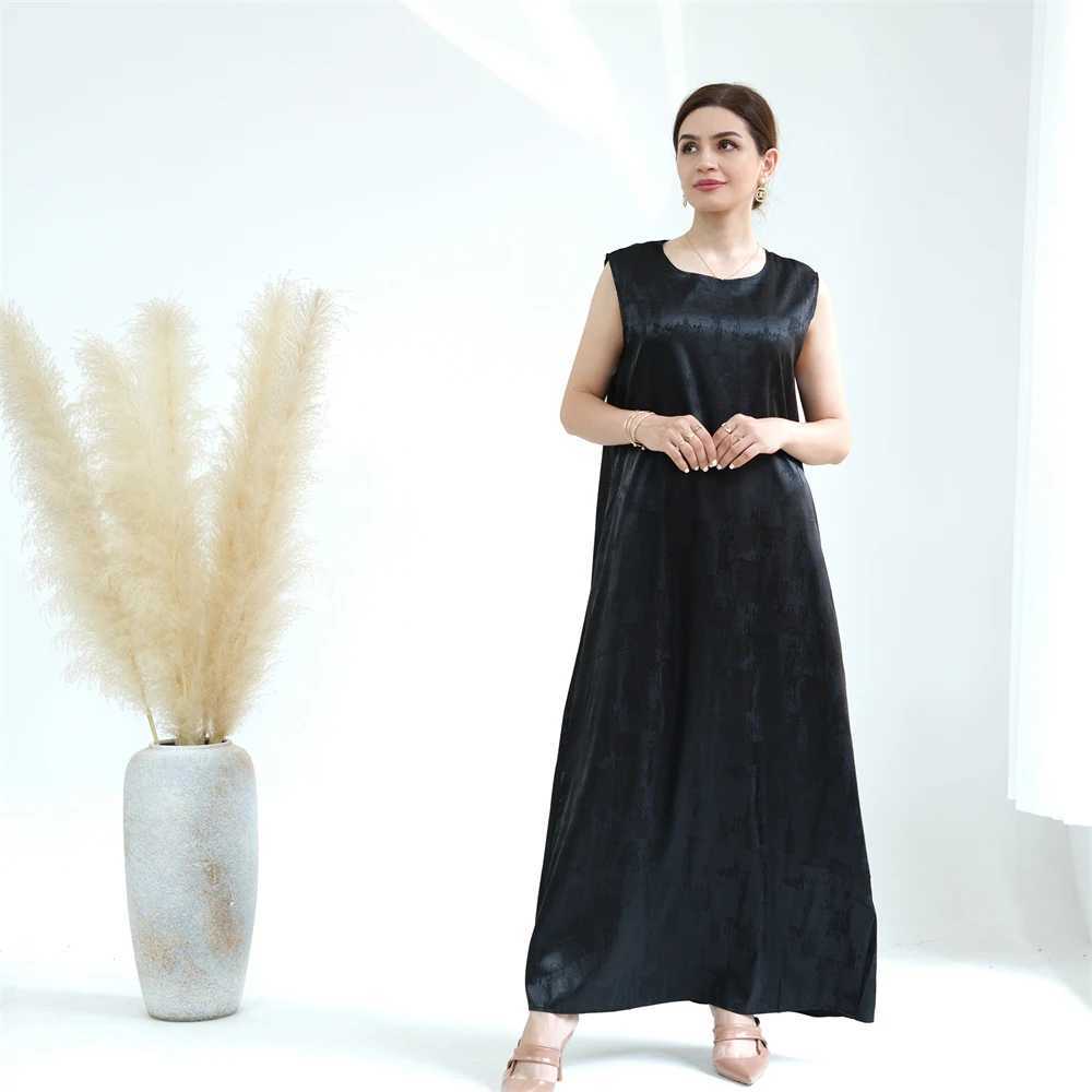 Inner Abaya for Women Plain Print Satin Slveless Muslim Long Dress Under Abayas Kimono Dubai Turkey Slip Dresses Ramadan Eid X250514