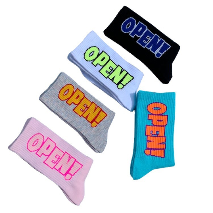 Designer Socks OPEN Men S And Women S Mid Tube Trendy Ins Haruku Hip Hop Street Academy Style Skateboarding Long Socks Sports Socks