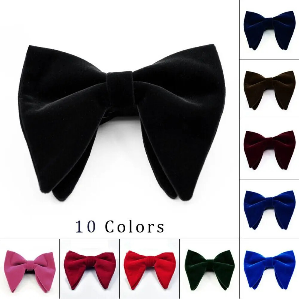 Mens Oversized Bow Tie Solid Velvet Bowtie Wedding Party Tuxedo Adjustable Necktie Big Bow Tie 250514