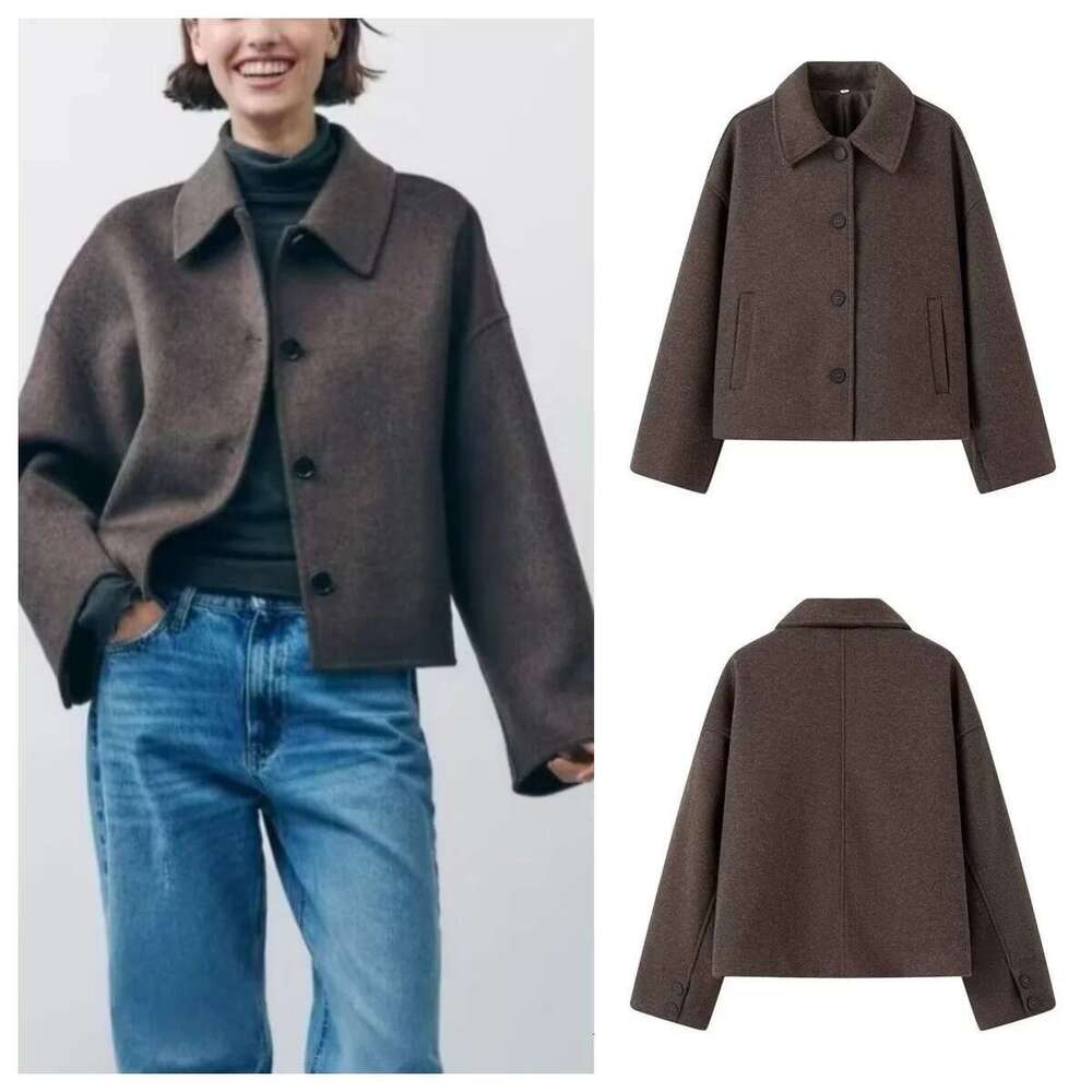 Autumn new fashion versatile simple lapel high-end woolen jacket for women