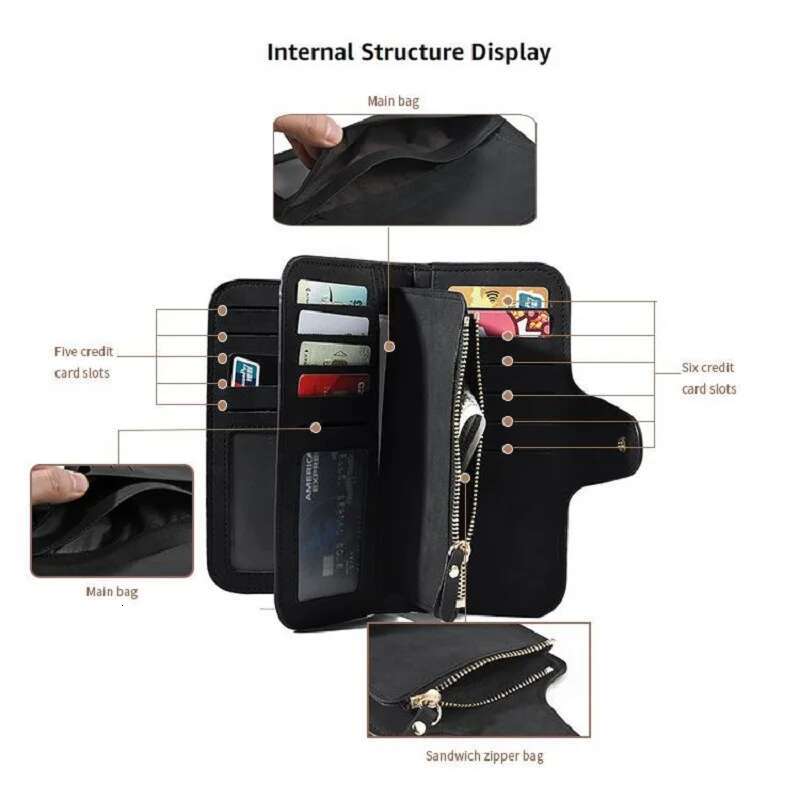 Vntage Long for Women Frosted Leather Designer Clutch Purse Large Capacity Credit Card Wallet Zipper Coin Pocket